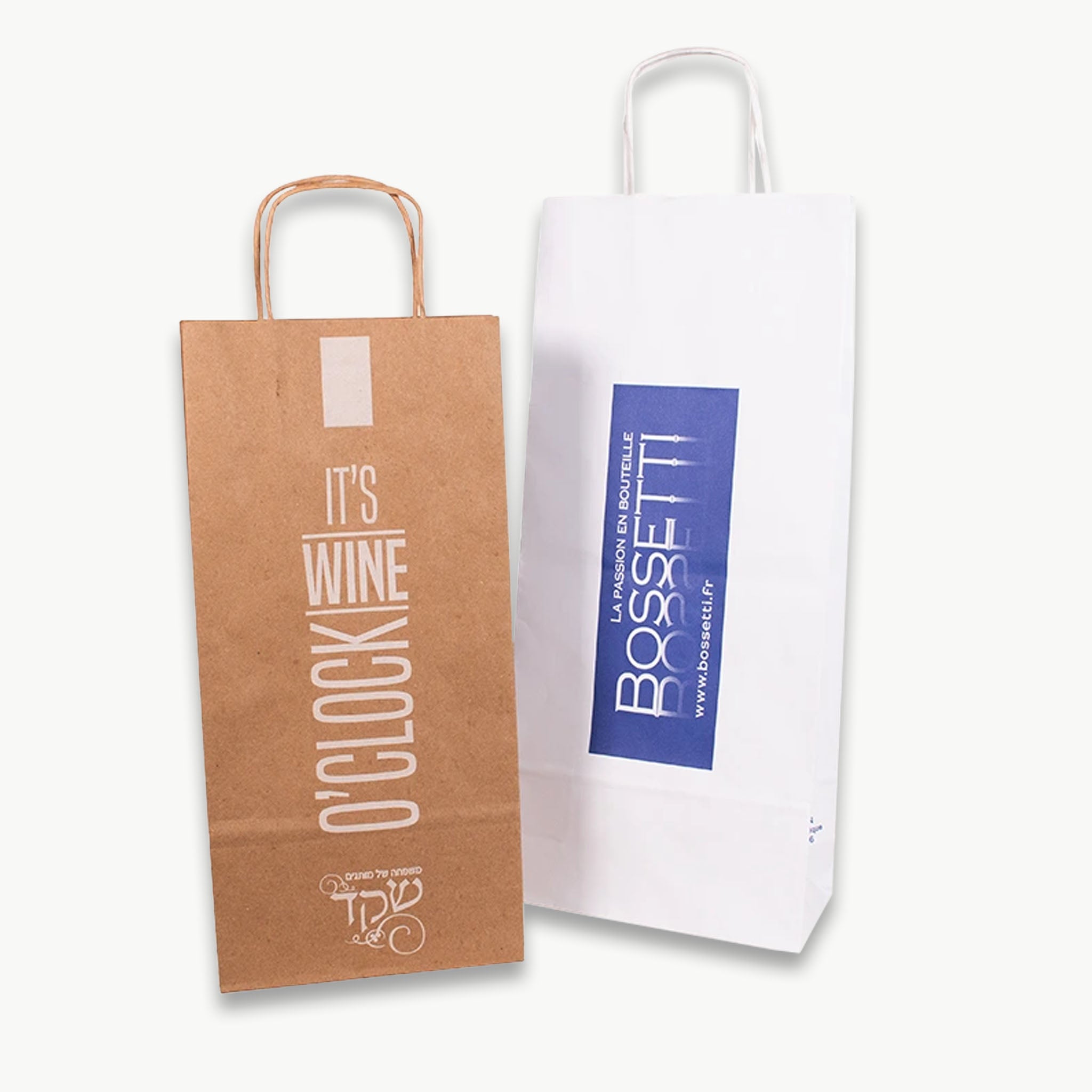 Stabile weiße Weintragetasche mit hochwertigem Druck für Weinflaschen