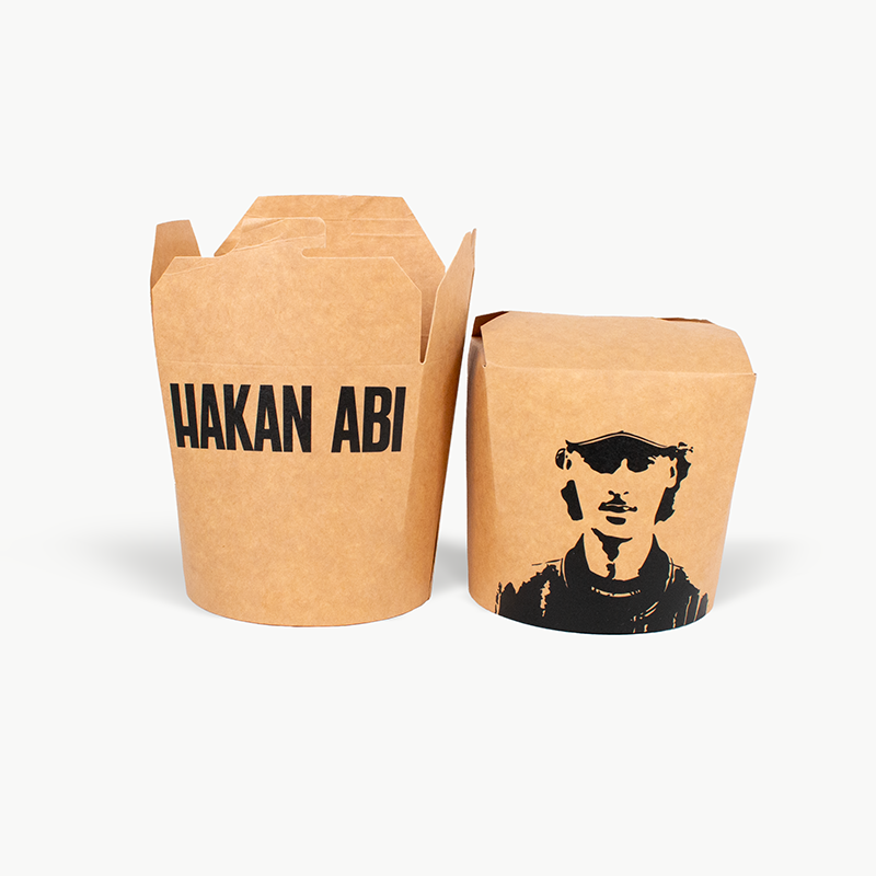 Kebab Asiabox braun bedruckt mit eigenem Logo