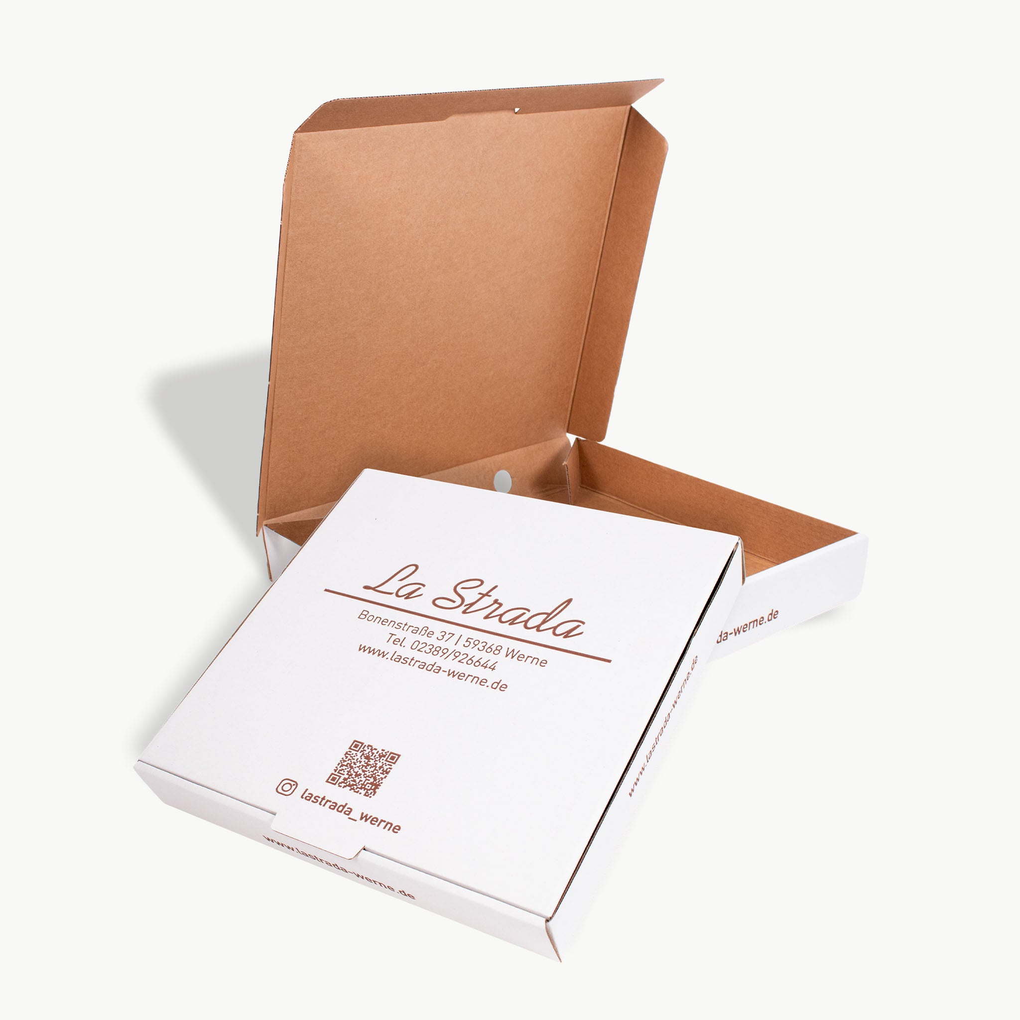 Weiße Pizzabox mit individuellem Druck – Pizzakarton für Lieferdienste