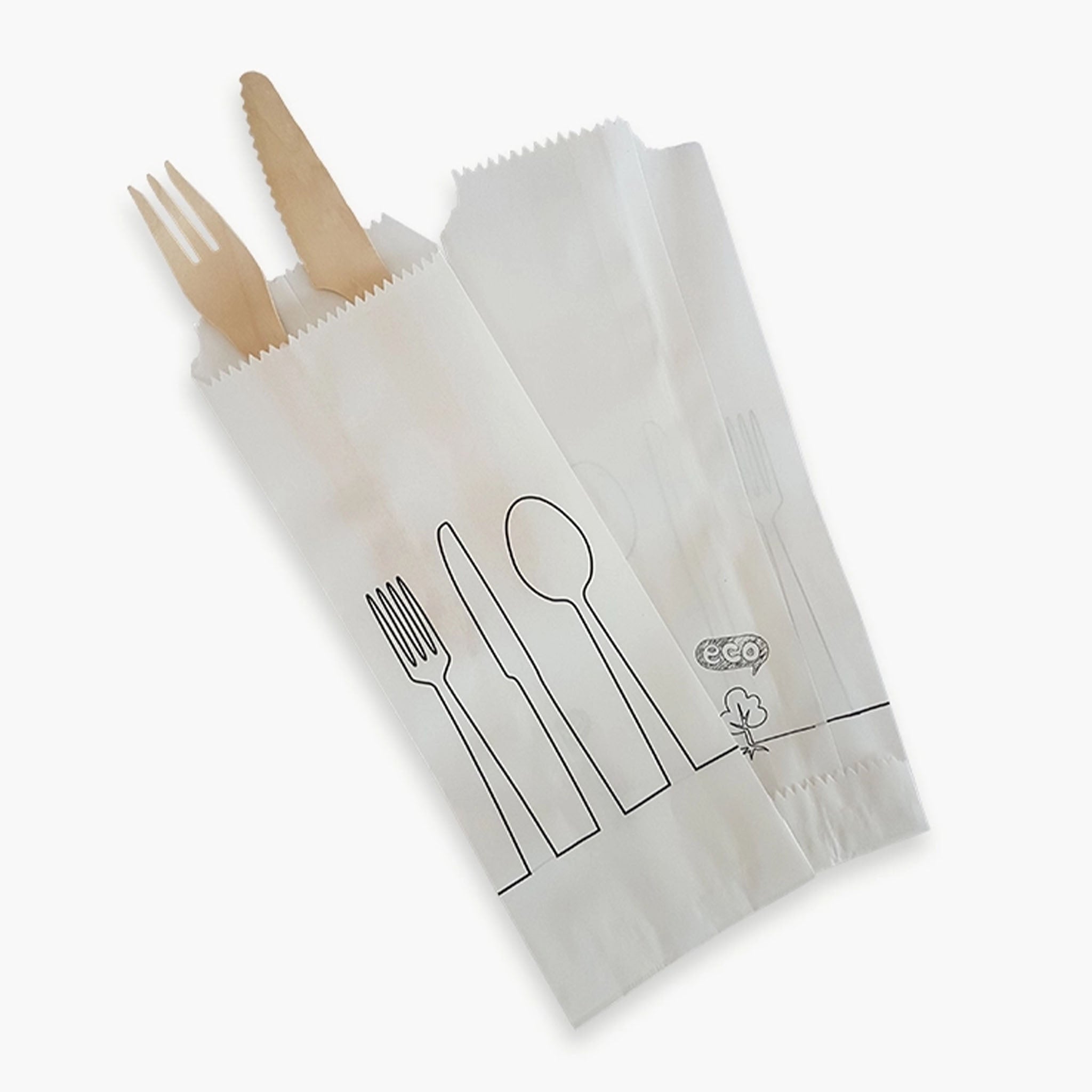 Stabile weiße Bestecktasche mit hochwertigem Druck für Restaurants