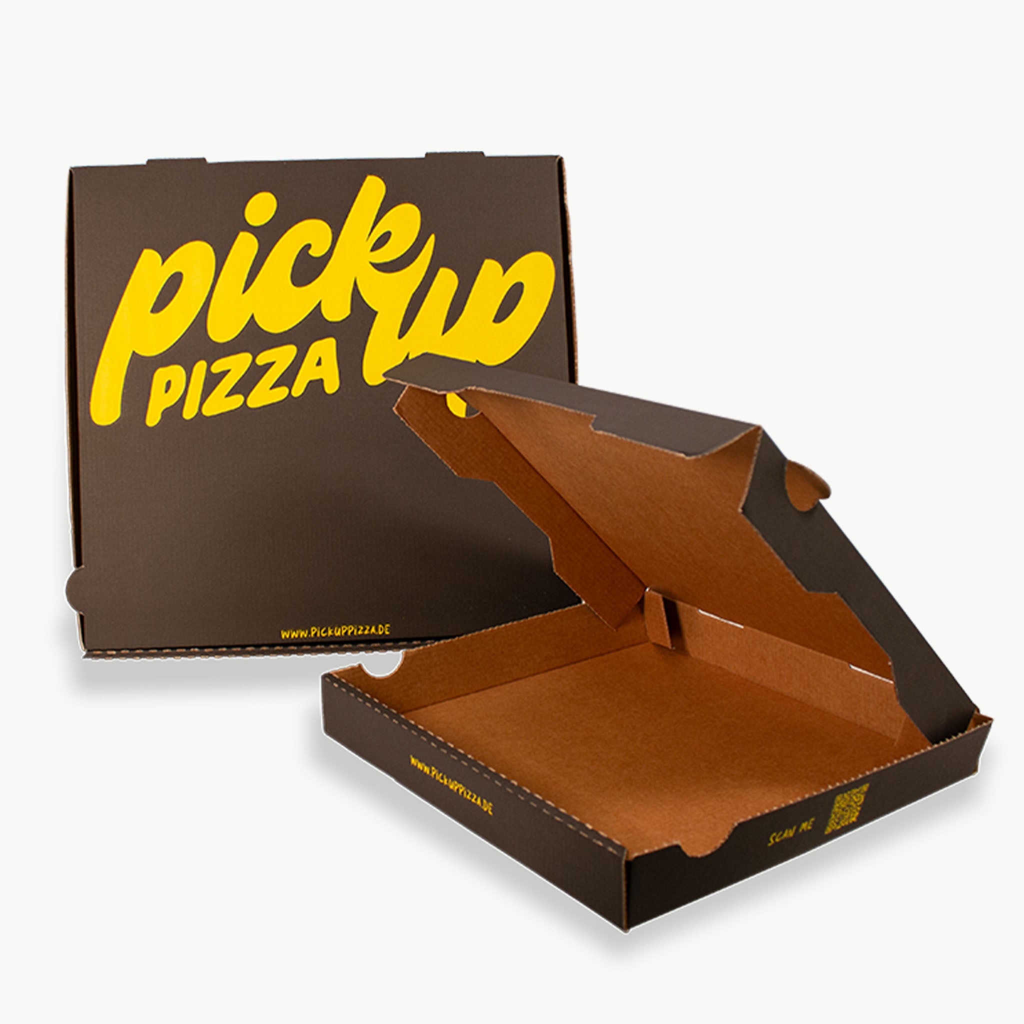 Braune Pizzabox mit individuellem Druck – Pizzakarton für Lieferdienste