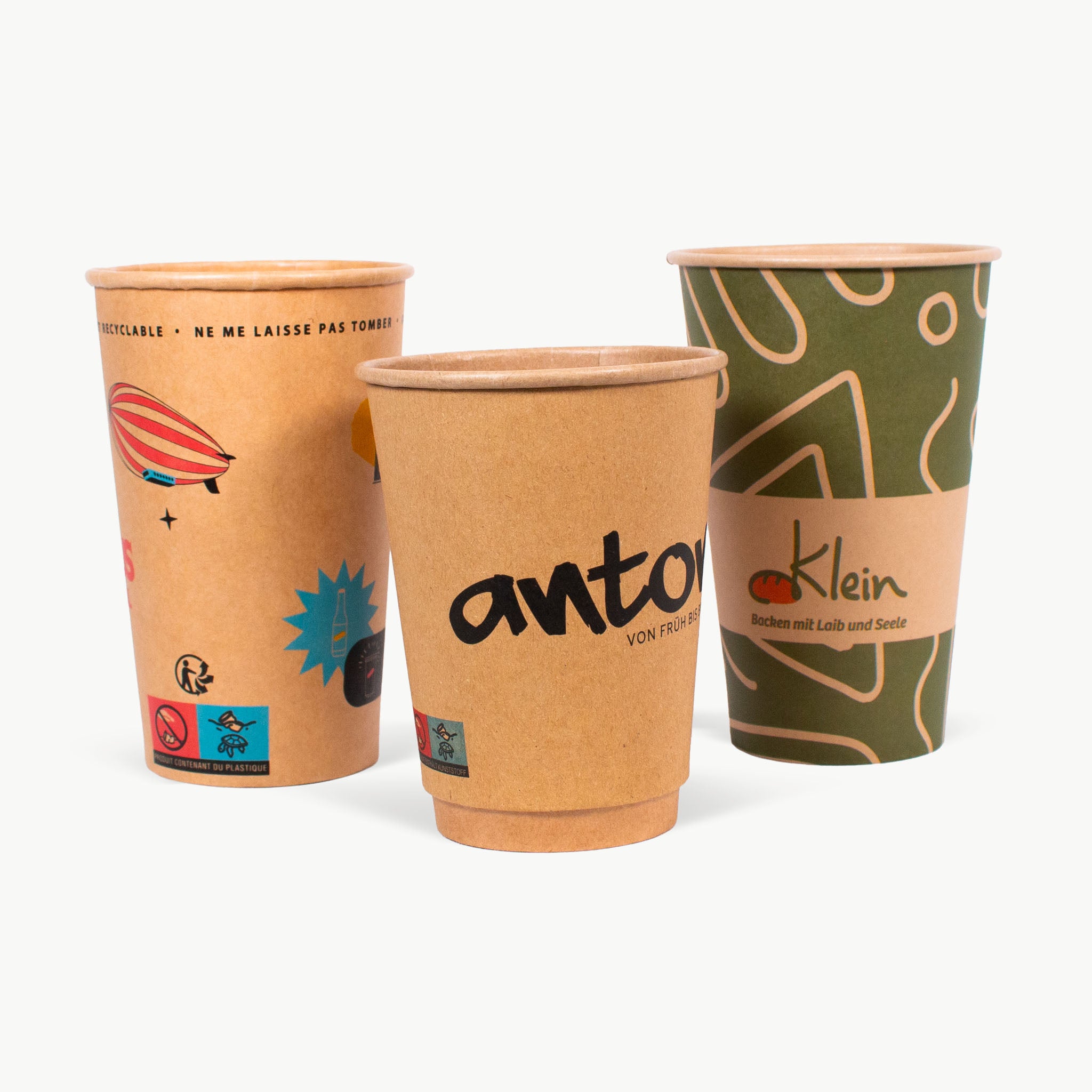 Einwandiger brauner Kraft-Pappbecher mit individuellem Druck – ideal für To-Go-Getränke