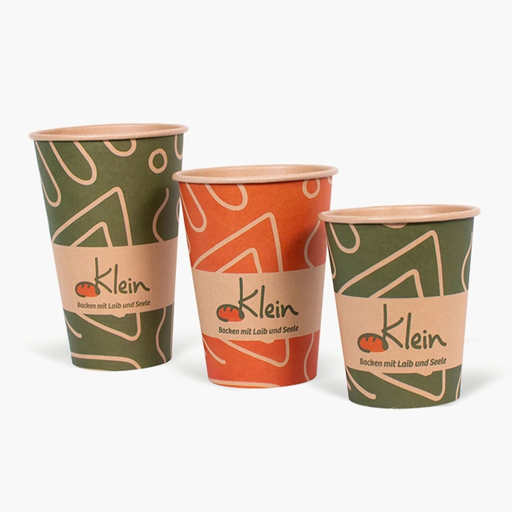 Hochwertiger brauner Kraft-Pappbecher mit doppelter Wandung und personalisiertem Design