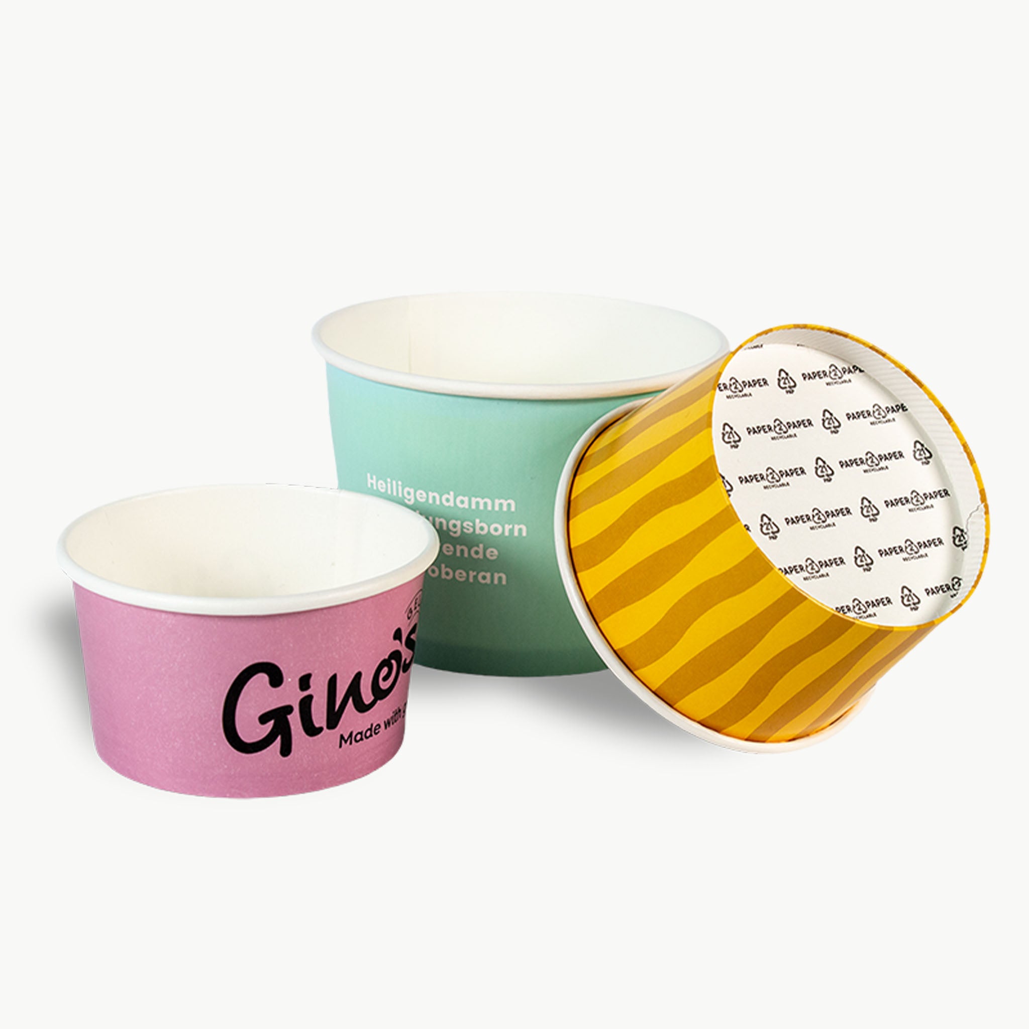 Individuell bedruckter Bio-Eisbecher mit Logo - verschiedene Größen