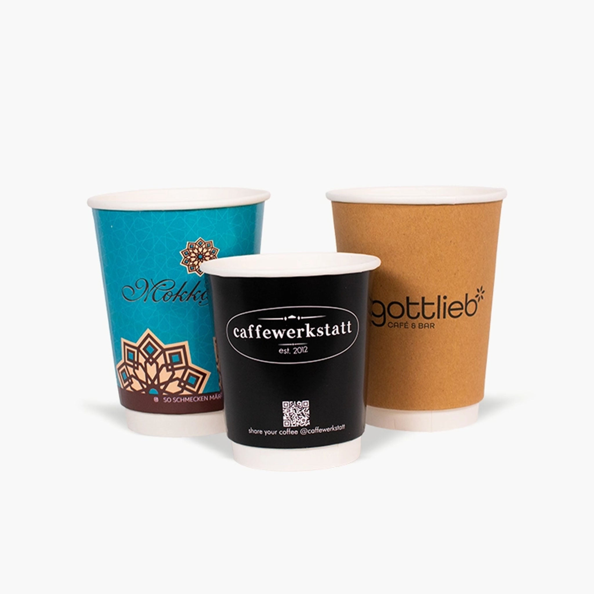 Individuell bedruckter doppelwandiger Bio-Trinkbecher mit Logo – nachhaltige Lösung für heiße Getränke