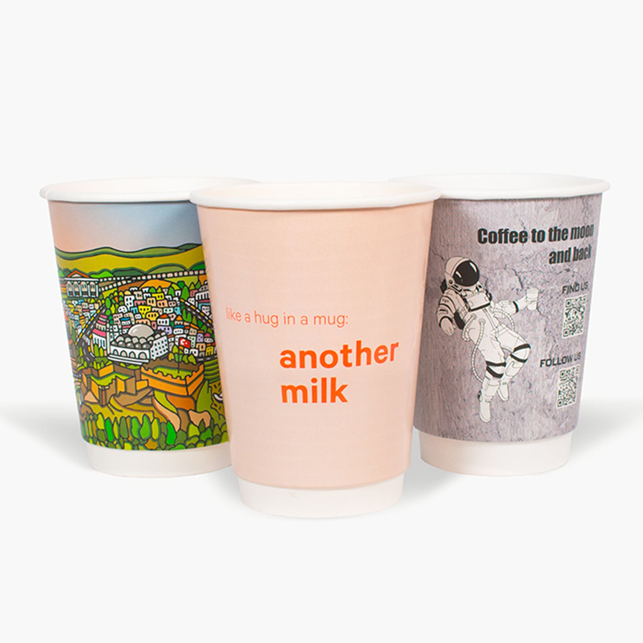 Individuell bedruckter doppelwandiger Pappbecher mit Logo – hochwertige Thermobecher für heiße Getränke