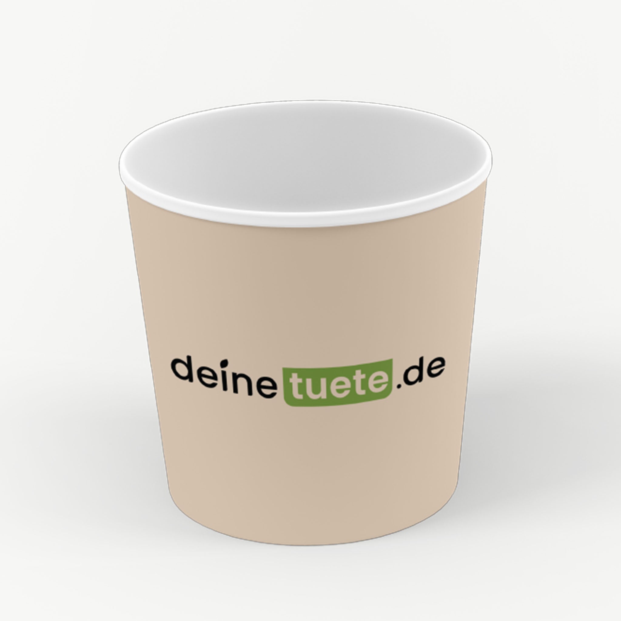 Individuell bedruckter weißer Suppenbecher aus Karton mit Logo – nachhaltige Verpackung für heiße Speisen