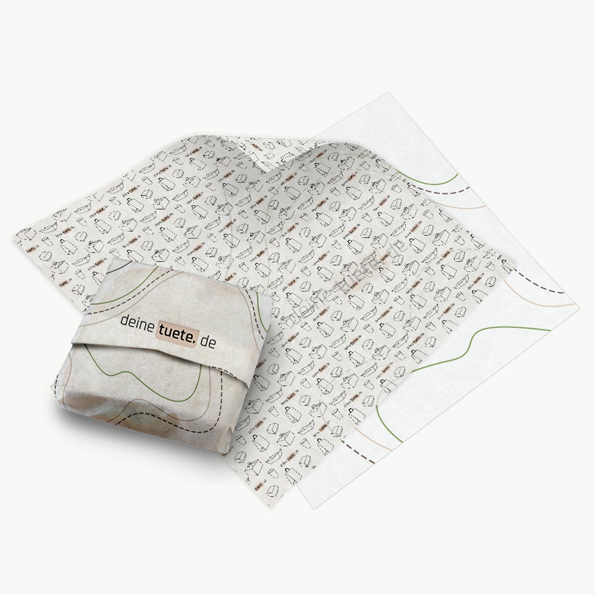 Individuell bedrucktes weißes Pergamentpapier mit Logo – hochwertige Lebensmittelverpackung für Bäckereien, Burger, Wraps uvm.