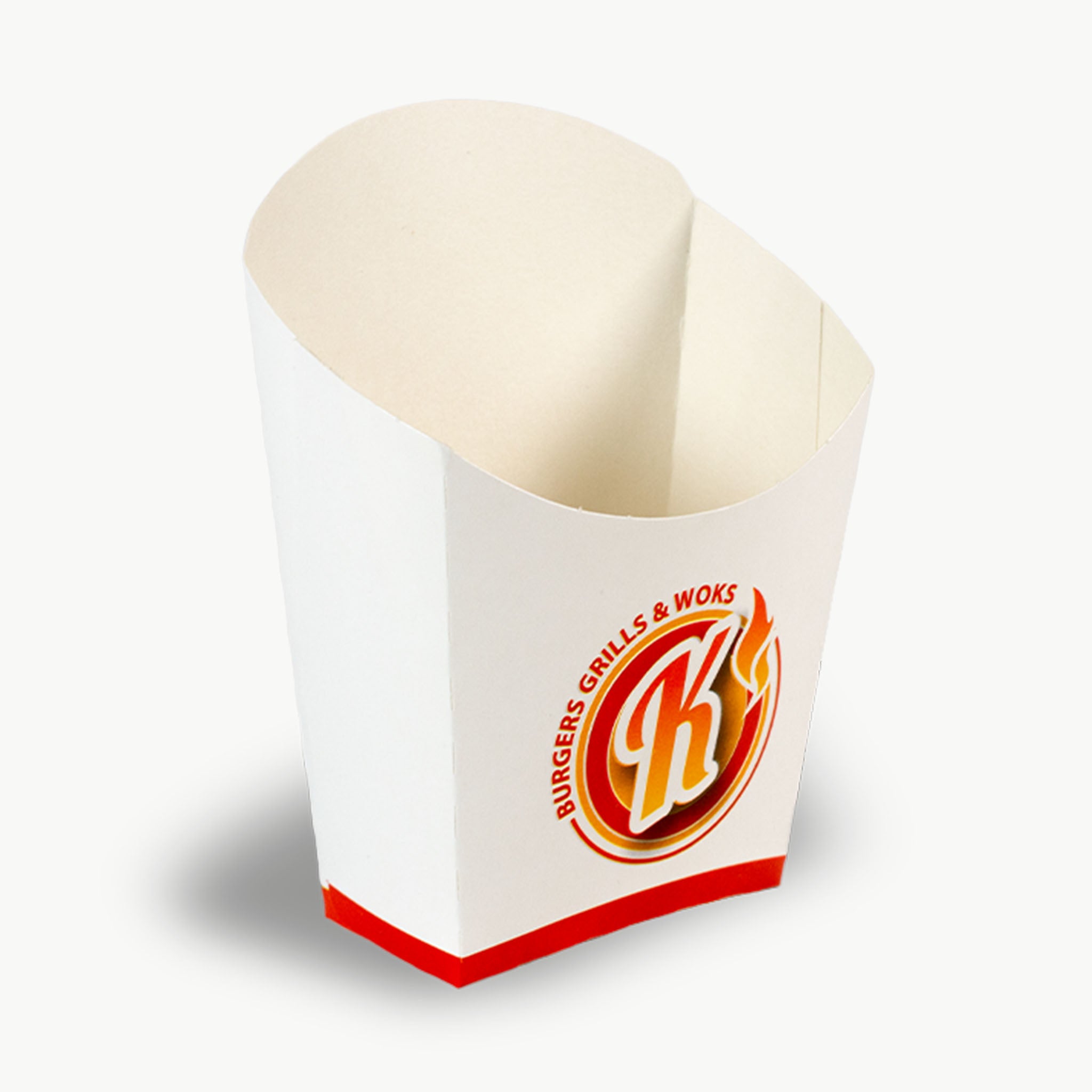 Personalisierte Pommesschaufel aus Karton – ideal für Imbisse, Foodtrucks & Restaurants