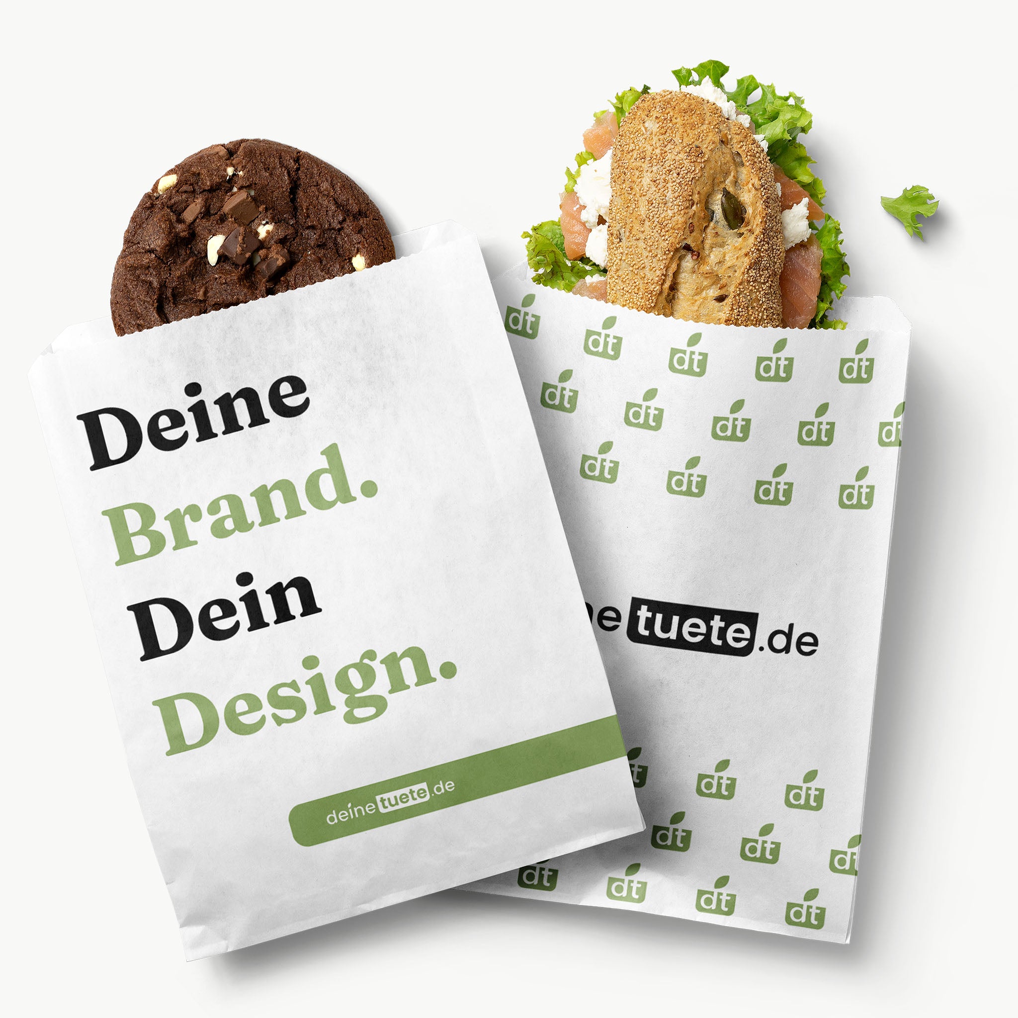 Personalisierte weiße Brötchentüte mit eigenem Design