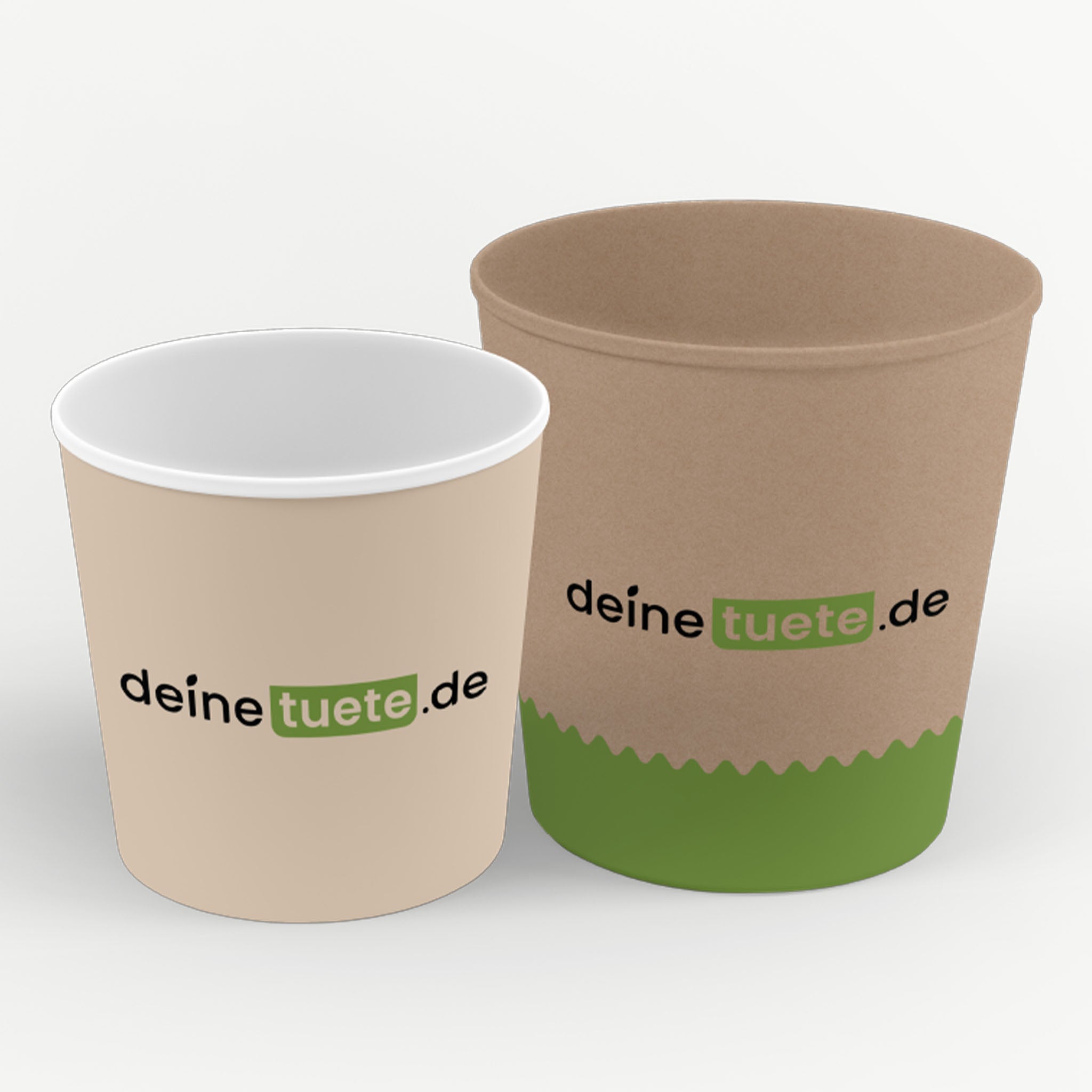 Personalisierter weißer Pappbecher für Suppe mit eigenem Design – ideal für Takeaway und Gastronomie