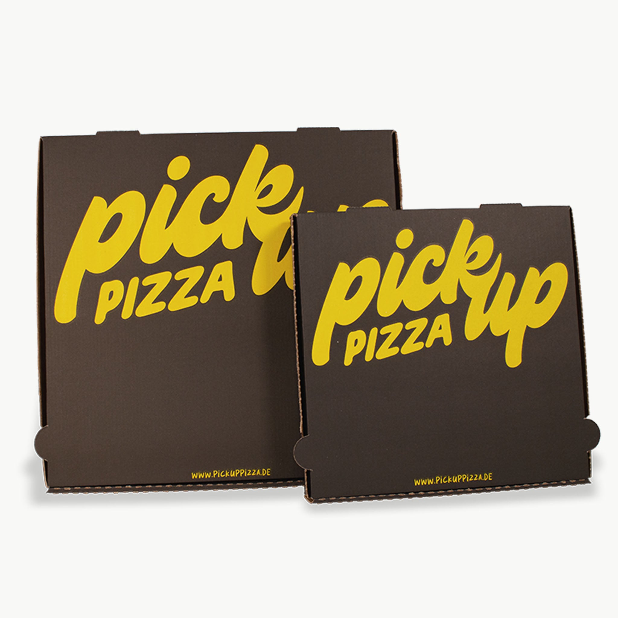 Braune Pizzaschachtel mit Druck für Pizzerien