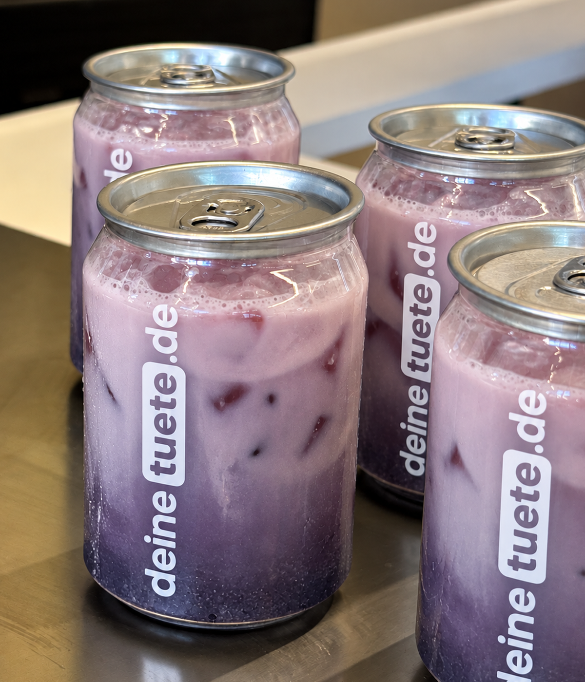 PET Clear Cans mit Logo