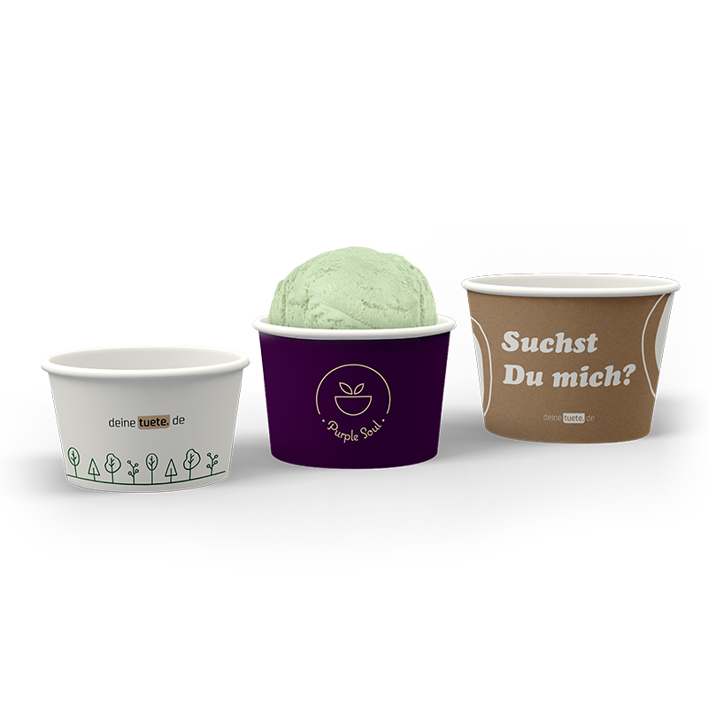 Pots de glace imprimés individuellement avec une couleur, un slogan et un logo
