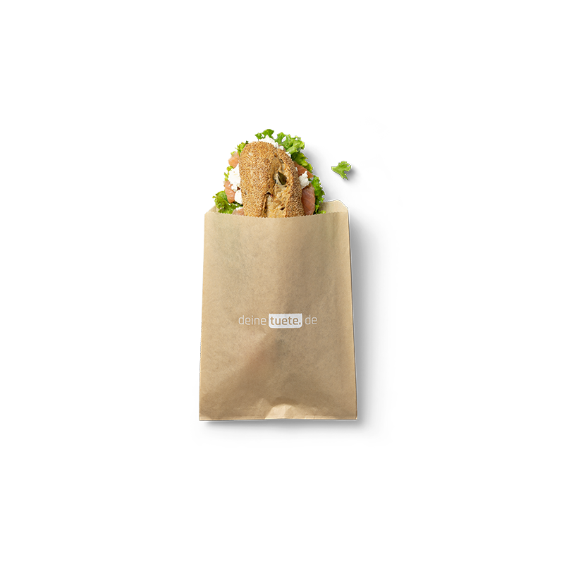 Sachets a petits pains avec sandwich en papier gris avec logo dessus. emballage pour boulangerie