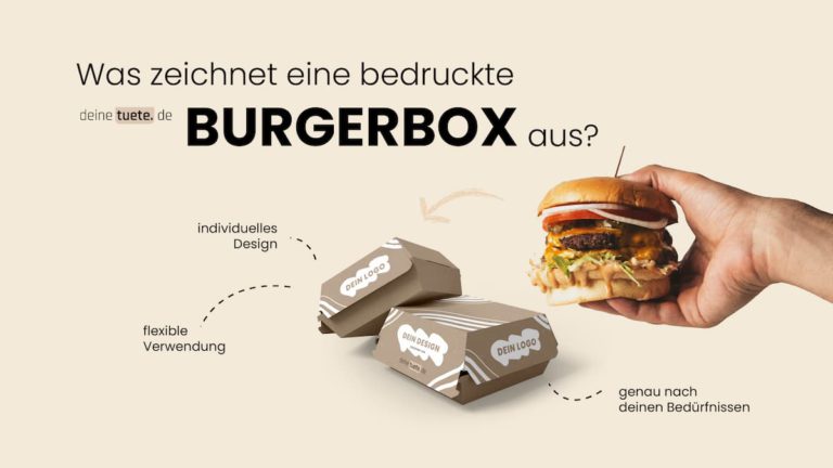 Was zeichnet eine bedruckte Burger Box von deinetuete.de aus