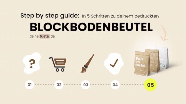 Step by Step Guide: In 5 Schriten zu deinem bedruckten Blockbodenbeutel, ein Artikel von deinetuete.de