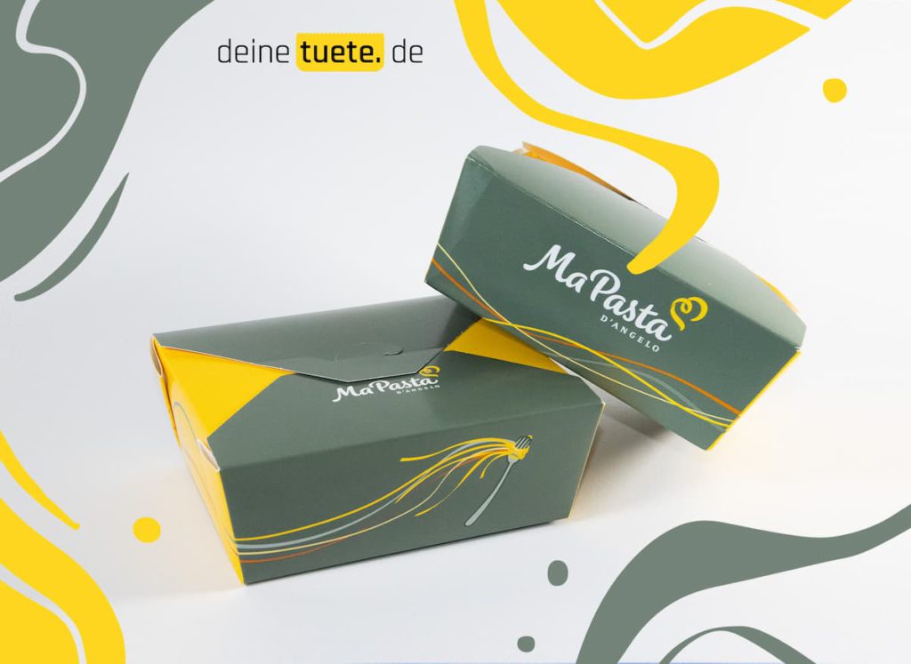 Individuell bedruckte Nudelbox online kaufen bei deinetuete.de MaPasta Nudelbox in kreativem Verpackungsdesign und ein zeitloser Klassiker in den Verpackungstrends 