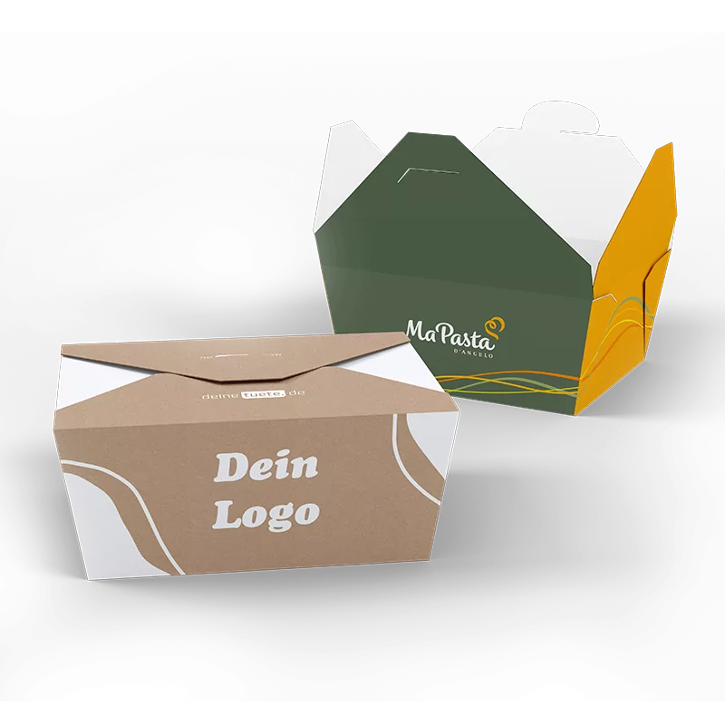 Boîte à pâtes ou boîte à lunch en papier blanc avec un design personnalisé pour ta gastronomie et ton Lokmashop