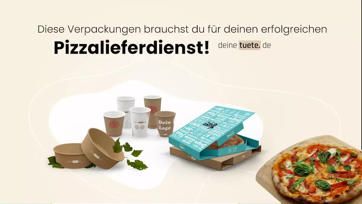 Verpackungen die du für einen Pizzalieferdienst brauchst von deinetuete.de- bedruckte To-Go Verpackungen