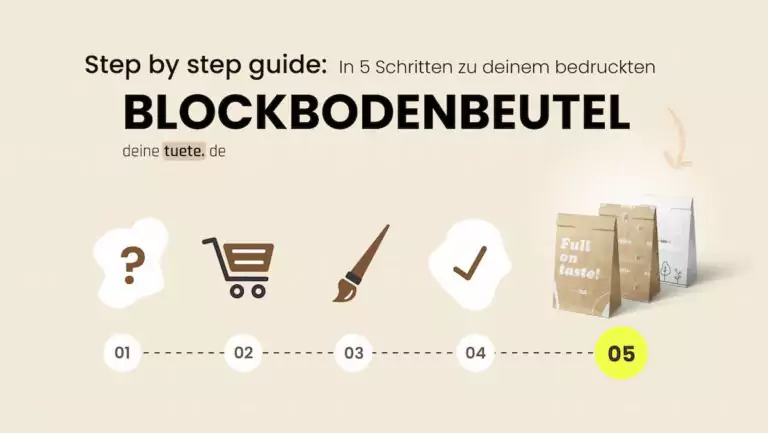 Step by Step Guide: In 5 Schriten zu deinem bedruckten Blockbodenbeutel, ein Artikel von deinetuete.de